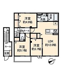 横浜市磯子区田中2丁目アパート 3LDKの間取図画像