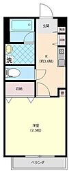 リブレアシャトー 1Kの間取図画像