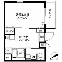 WASEDAGARDENS 1Kの間取図画像