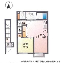 ノースヒルズ 2階1LDKの間取り