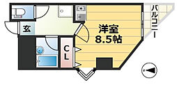 リバーサイド明光 1Kの間取図画像