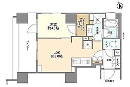 パークリュクス虎ノ門 2階1LDKの間取り