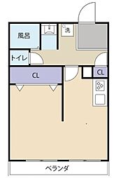 カーサ池尻 10階ワンルームの間取り