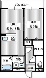 南海高野線 狭山駅 徒歩3分の賃貸アパート 2階1LDKの間取り