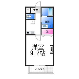 ジーイートワ 2階1Kの間取り