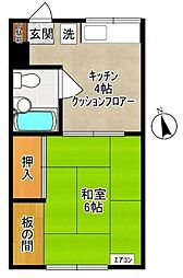 シャトー大貫 1Kの間取図画像