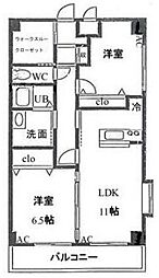 京王線 八幡山駅 徒歩6分の賃貸マンション 3階2LDKの間取り