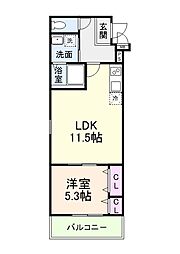 西喜ハイツ 1LDKの間取図画像