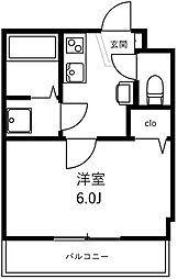 グランシャレー堀切菖蒲園III 3階1Kの間取り