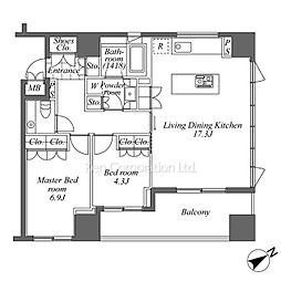 オーパスレジデンス恵比寿 2LDKの間取図画像