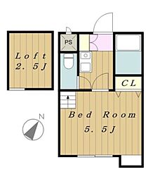 カインドハウス鹿沼公園 1Kの間取図画像