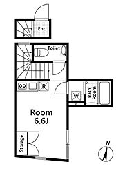 バッハ千歳船橋 2階ワンルームの間取り