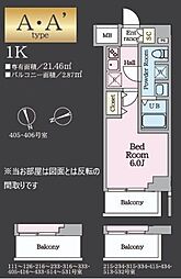 ＨＹｓ ＴＯＤＡ ＭＡＸＩＶ 5階1Kの間取り
