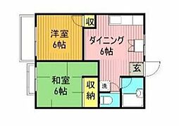 第2メゾン吉野 2階2DKの間取り