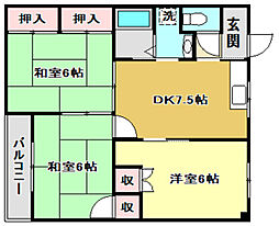 マンションベスタ 3DKの間取図画像