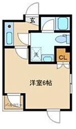 中野弥生町Apti 3階1Kの間取り
