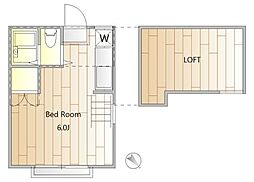 グレイスA 2階ワンルームの間取り