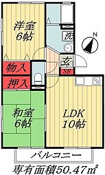 リバーサイド壱番館 2LDKの間取図画像