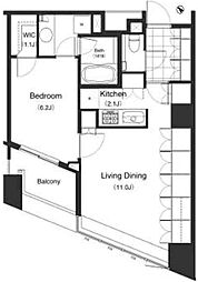 パークキューブ目黒タワー 4階1LDKの間取り
