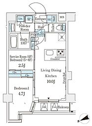 アジールコート山手動坂 2LDKの間取図画像