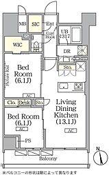 ザ・パークハビオ神楽坂レジデンスサウス 10階2LDKの間取り