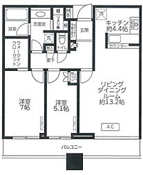 ステーションガーデンタワー 24階2LDKの間取り