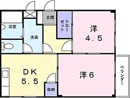 エルディムナカタ 2DKの間取図画像