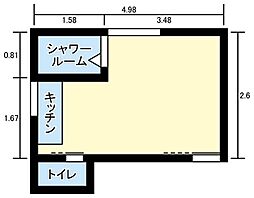 月島ひまわり荘 2階ワンルームの間取り