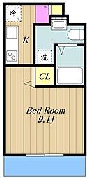 フォーラム共栄 1Kの間取図画像