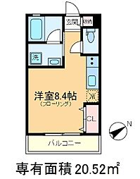 West Side赤羽 2階ワンルームの間取り