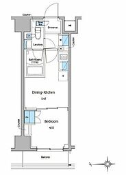 ルフォンプログレ門前仲町マークス 1DKの間取図画像