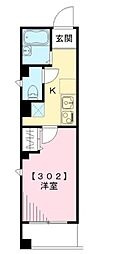 Belle lumiere薬師 3階1Kの間取り