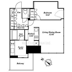 ＴＨＥ　ＲＯＰＰＯＮＧＩ　ＴＯＫＹＯ　　ＳＵＰＥＲＩＯＲ　Ｒ 5階1LDKの間取り