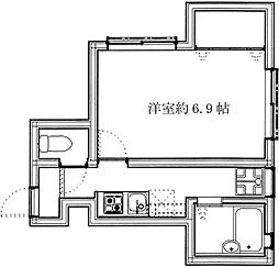 アニマジョーネ 1階1Kの間取り