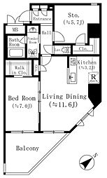 堀之内マンション 2階1SLDKの間取り