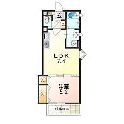 阪神なんば線 福駅 徒歩10分の賃貸アパート 1階1LDKの間取り