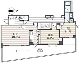 JR山手線 渋谷駅 徒歩16分の賃貸マンション 1階2LDKの間取り