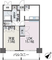 アビターレ薬院南 1LDKの間取図画像