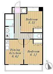 コンフィード 2DKの間取図画像