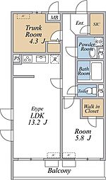 リブリ・Forestria 1SLDKの間取図画像