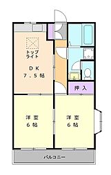 ベルウッド貳番館 2DKの間取図画像