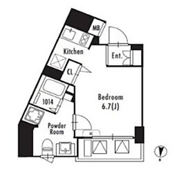 グランパセオ東新宿 ワンルームの間取図画像