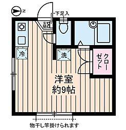 カサデオロ水岡 2階ワンルームの間取り
