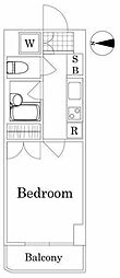 プレール東神田 1Kの間取図画像