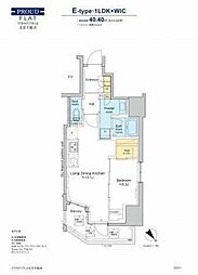 プラウドフラット文京千駄木 1LDKの間取図画像