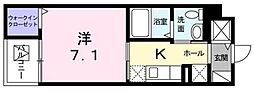 ベルエミール 1Kの間取図画像