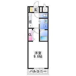 ユウパレス和泉中央 3階1Kの間取り