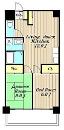フラット座間 2LDKの間取図画像