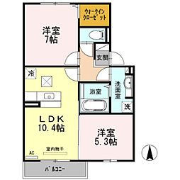 ソレアードカーサ 2LDKの間取図画像