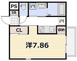叡山電鉄叡山本線 一乗寺駅 徒歩6分の賃貸マンション 4階1Kの間取り